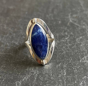 Bague reversible en argent avec pierres lapis lazuli et spondylus - Les Bijoux    ANA de PERU