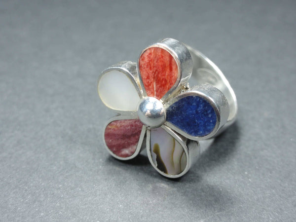 Les bijoux en argent Ana de Peru - Bague en argent pour femme "Fleur de colores" avec pierres et coquillages