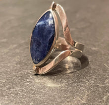 Charger l&#39;image dans la galerie, Bague reversible en argent avec pierres lapis lazuli et spondylus