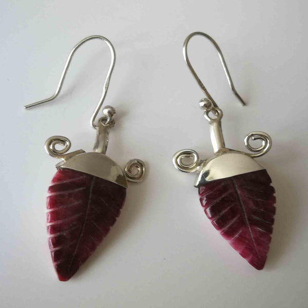 Boucles d'oreilles "Feuille de coca morado"