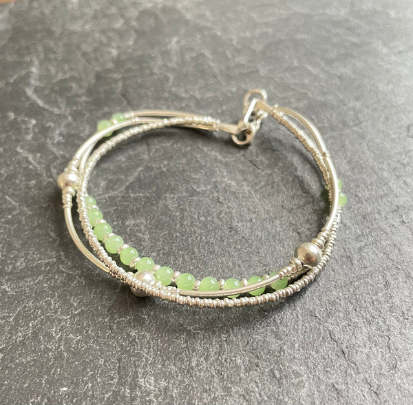Bracelet "Trois en un Murano vert très clair"