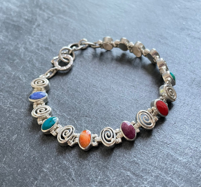 Bracelet ethnique argent et pierres. - Les Bijoux ANA de PERU